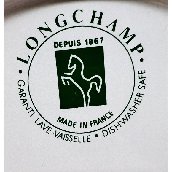 Longchamp Onxy Coco Salad Bowl Soup France Peach Gray Marble Pattern 8.5 inch - Picture 6 of 8